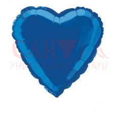Шар фольгированный 18" Сердце Металлик синий 46 см /FM